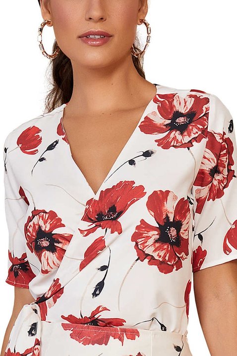 blusa estampada floral vermelha transpassada 4