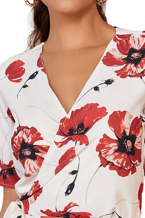 blusa estampada floral vermelha transpassada 5