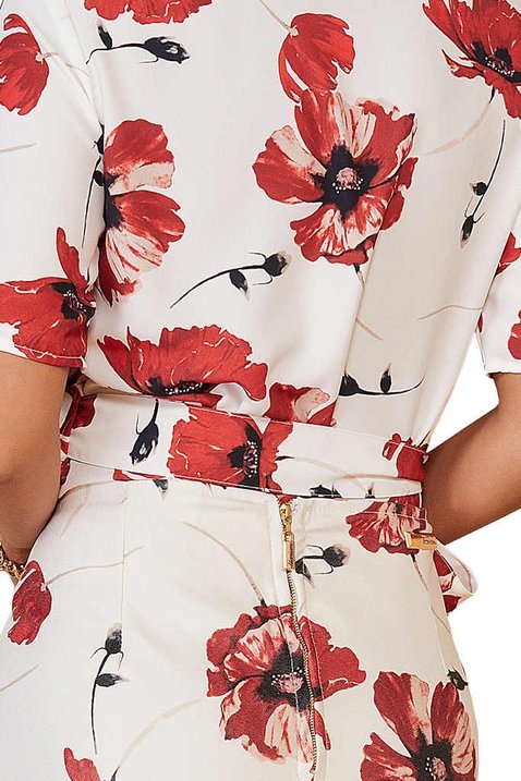 blusa estampada floral vermelha transpassada 6