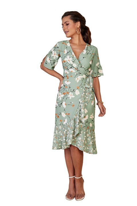 vestido verde claro estampado transpassado 2