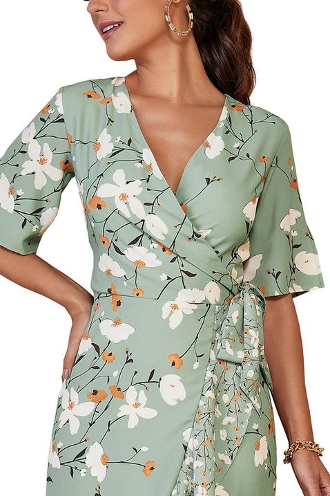 vestido verde claro estampado transpassado 3