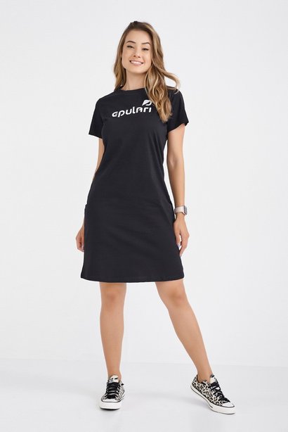 vestido camisetao preto algodao estampa epulari 1