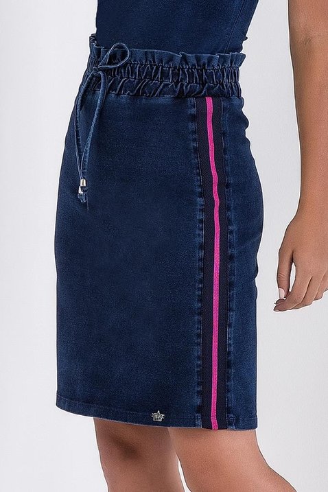 saia lapis malha denim com cos em elastico imperio z 1