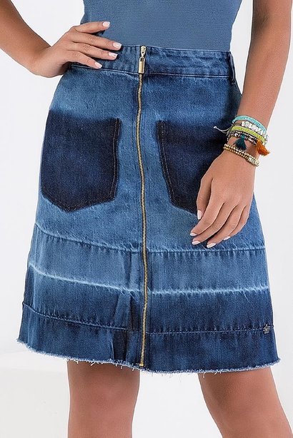 saia evase jeans com ziper e barra desfeita imperio z 1