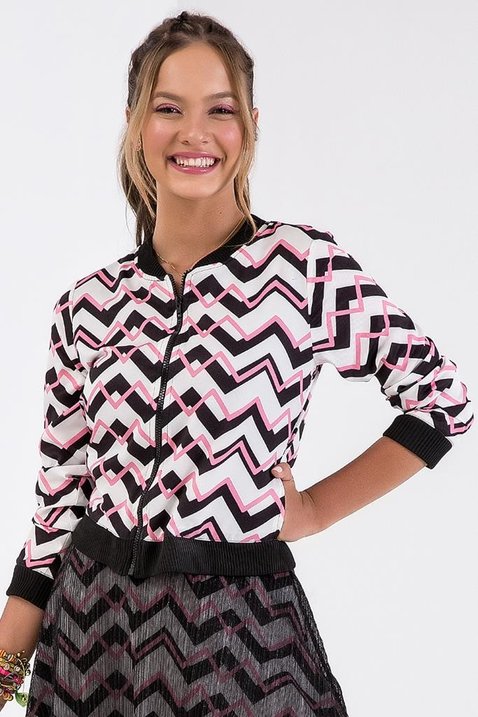 jaqueta estampada bomber com bolsos imperio z 1