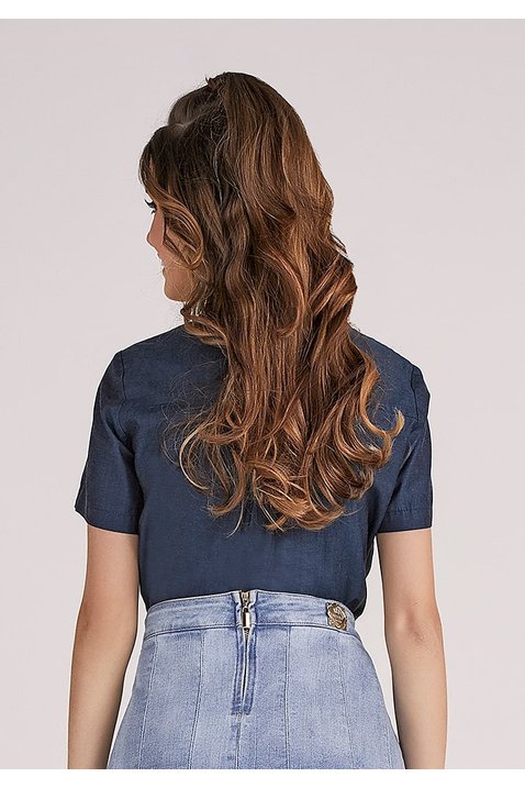 camisa feminina jeans marinho imperio z costas