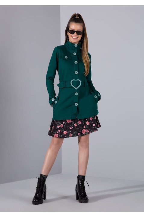 parka verde em sarja com botoes imperio z