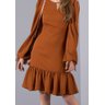 vestido plano ocre mangas longas imperio z baixo