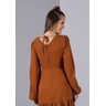 vestido plano ocre mangas longas imperio z costas cimqa