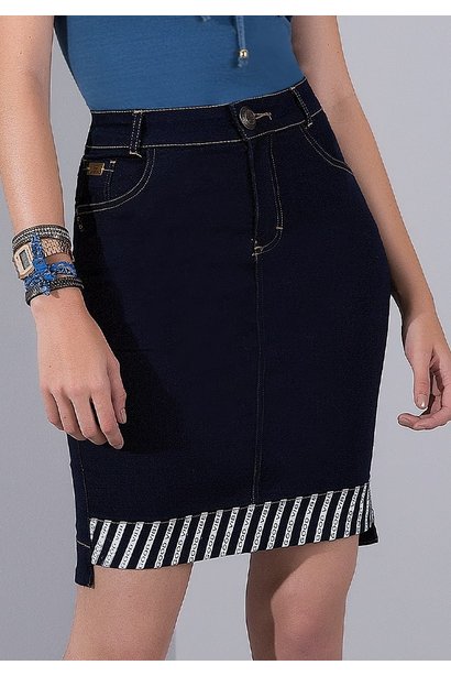 saia jeans detalhe de barra frontal virada com silk imperio z