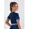 vestido denim elastico colorido decote transpassado imperio z costas cima