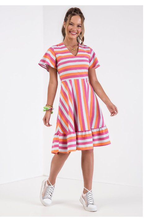 vestido plano gode listrado imperio z