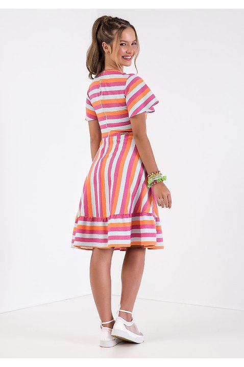 vestido plano gode listrado imperio z costas