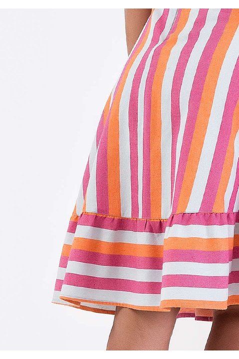 vestido plano gode listrado imperio z costas baixo detalhe