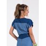 blusa bicolor jeans com bolsos e mangas japonesas imperio z costas