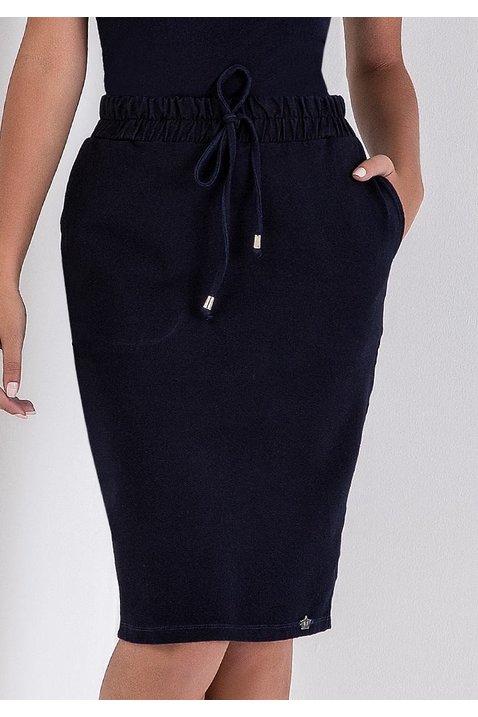 saia lapis denim cos de elastico imperio z baixo