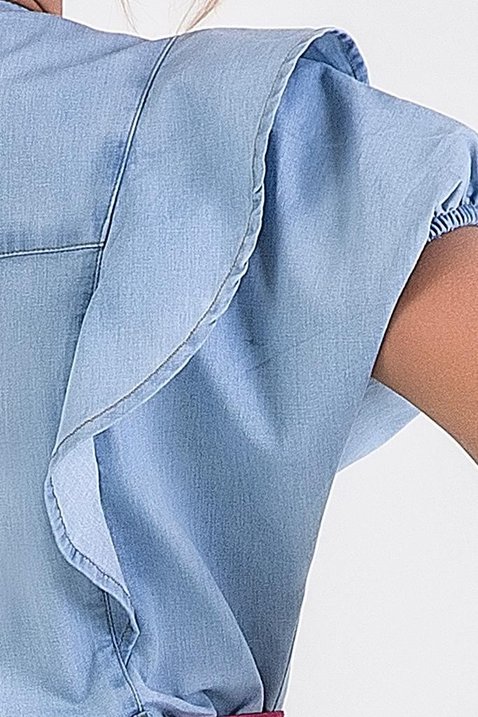 vestido jeans babado com ziper frontal imperio z 7