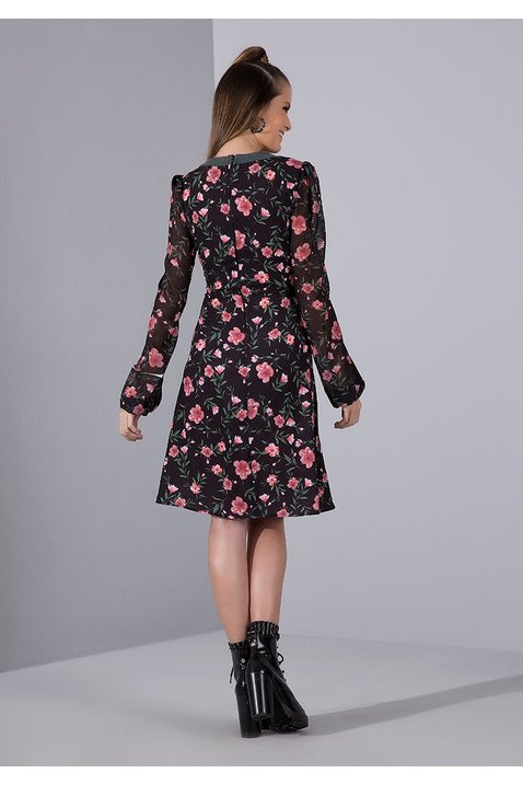 vestido plano estampa floral exclusiva imperio z costas