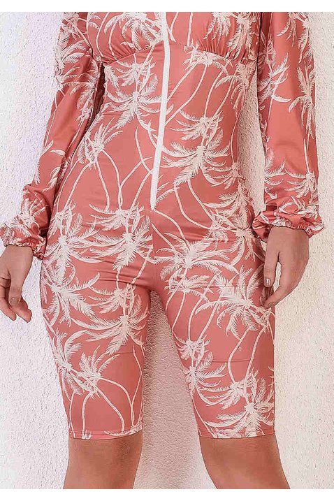 maio estampado manga longa com franzidos titanium baixo