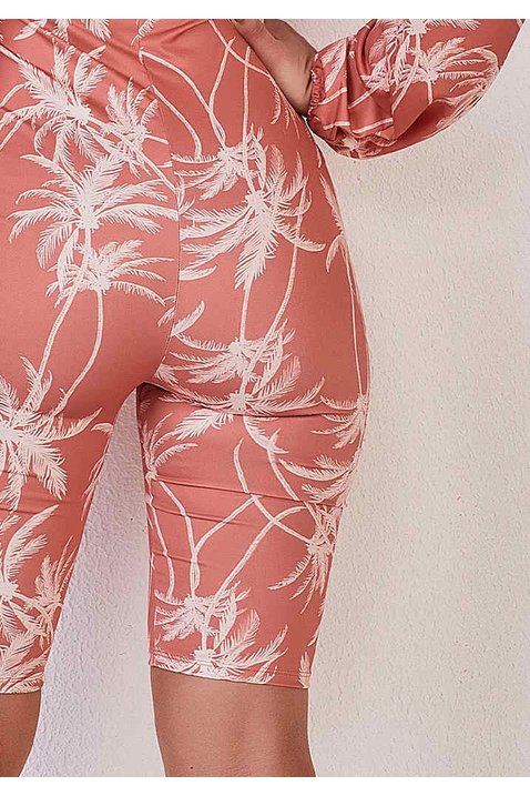 maio estampado manga longa com franzidos titanium costas baixo detalhe