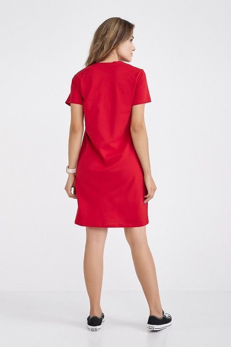 vestido camisetao manga curta vermelho 4