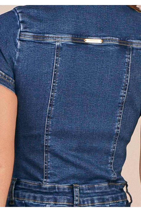 vestido jeans tubinho com bolsos titanium costas cima detalhe zoom