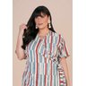 vestido plano estampado transpassado plus size titanium cima