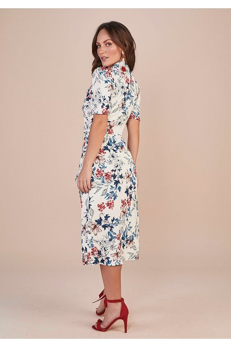 vestido midi plano estampa floral titanium jeans costas