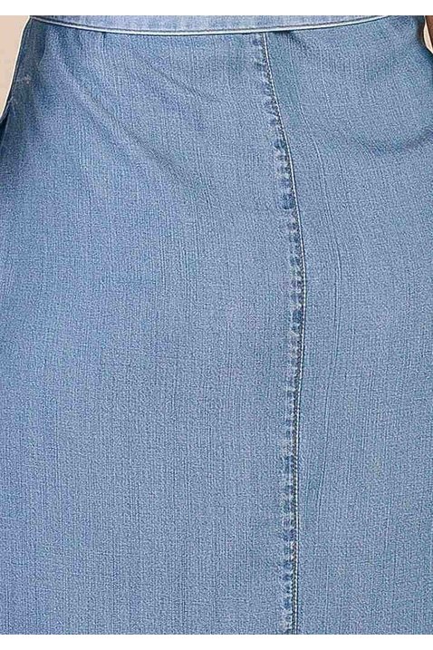 vestido evase jeans claro ziper inteirico frontal titanium costas baixo detalhe zoom