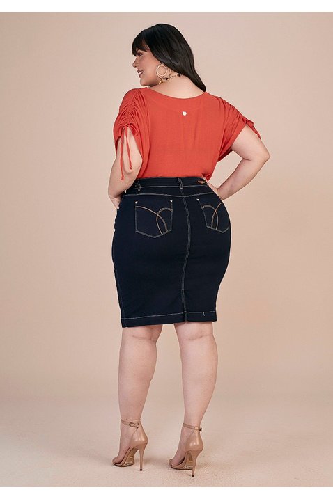 blusa laranja plus detalhe amarracao nos ombros titanium jeans costas