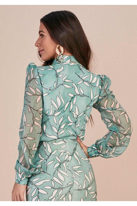 camisa glan verde plano estampa exclusiva titanium jeans costas cima