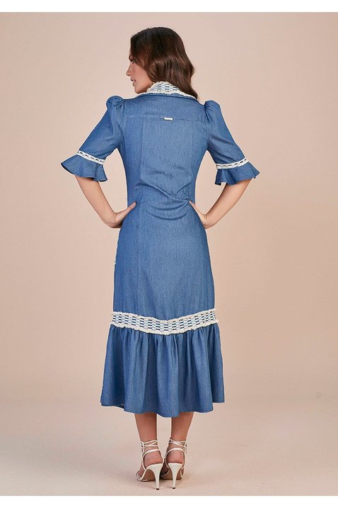 vestido jeans max midi aviamento sobreposto titanium costas
