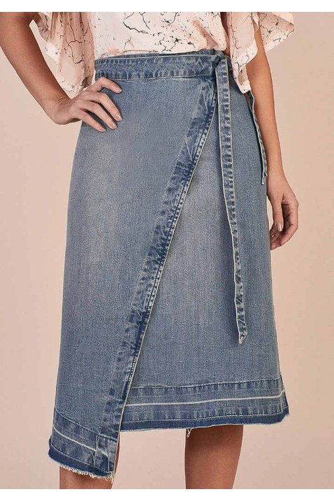 saia envelope jeans com amarracao titanium baixo