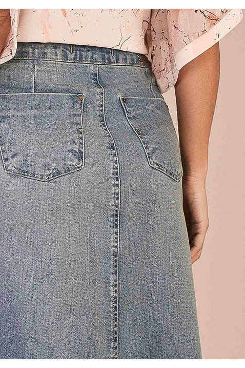 saia envelope jeans com amarracao titanium costas baixo detalhe