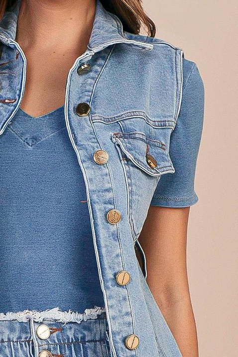colete jeans com bolsos frontal sustentavel titanium jeans 4