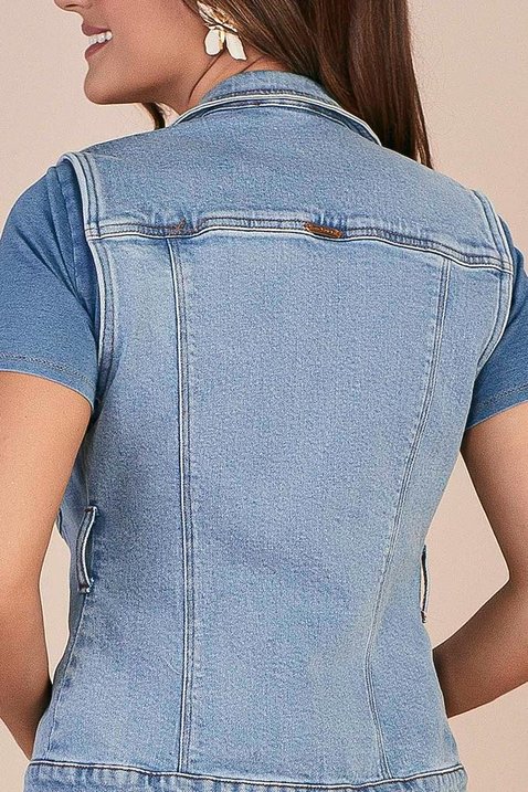 colete jeans com bolsos frontal sustentavel titanium jeans 7