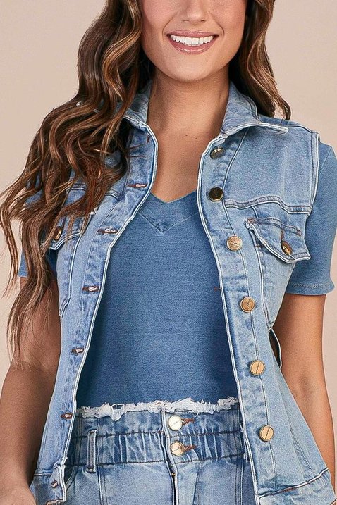 colete jeans com bolsos frontal sustentavel titanium jeans 3