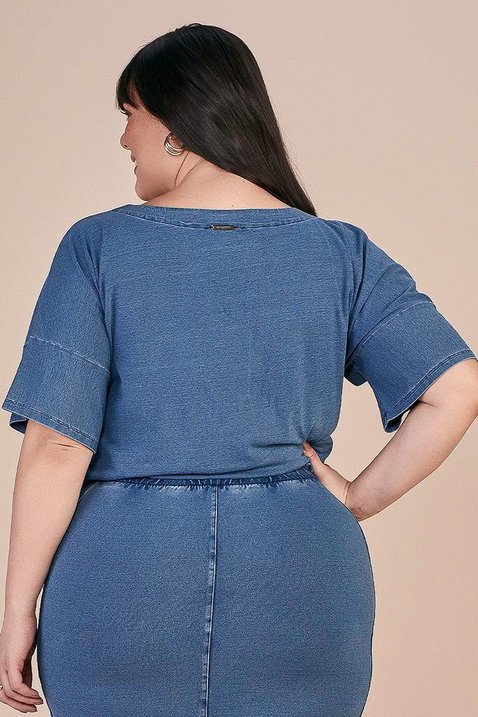 blusa feminina plus size malha denim titanium jeans 3