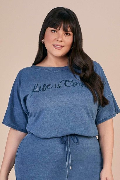 blusa feminina plus size malha denim titanium jeans 6