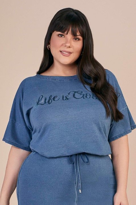 blusa feminina plus size malha denim titanium jeans 6