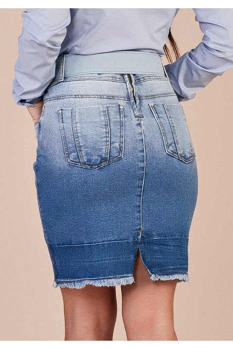 saia jeans degrade barra desfiada titanium jeans costas