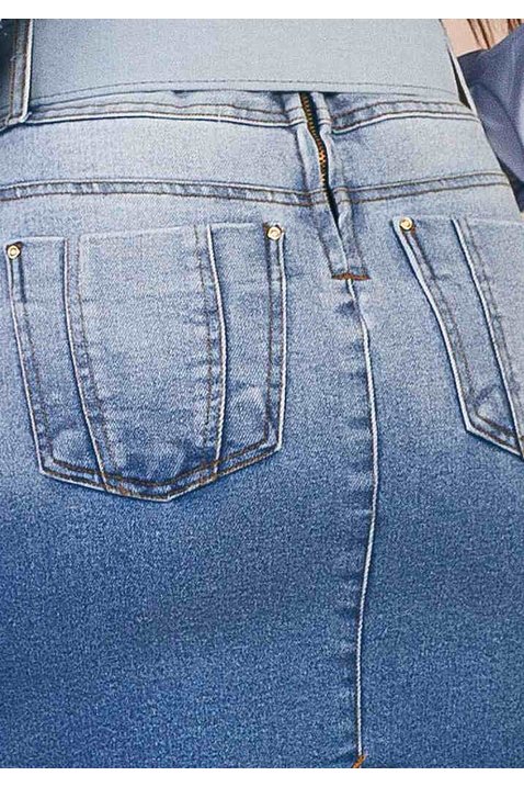 saia jeans degrade barra desfiada titanium jeans costas baixo detalhe