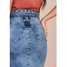saia jeans com barra desfeita e cinto trancado titanium costas baixo detalhe