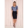 saia jeans marinho lapis ziper frontal 4