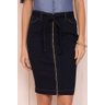 saia jeans marinho lapis ziper frontal 5