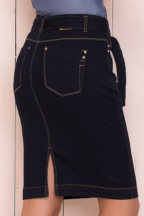saia jeans marinho lapis ziper frontal 10