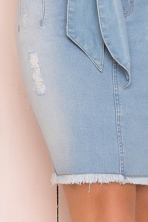 saia jeans claro barra desfiada 8