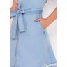vestido jeans ziper frontal inteirico e faixa imperio z baixo detalhe