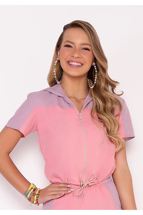 blusa feminino bicolor com capuz imperio z cima