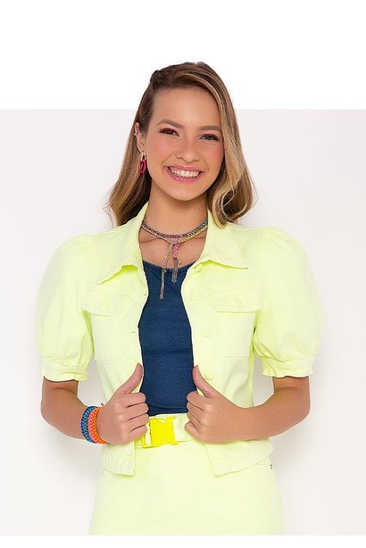 jaqueta verde neon mangas bufantes imperio z